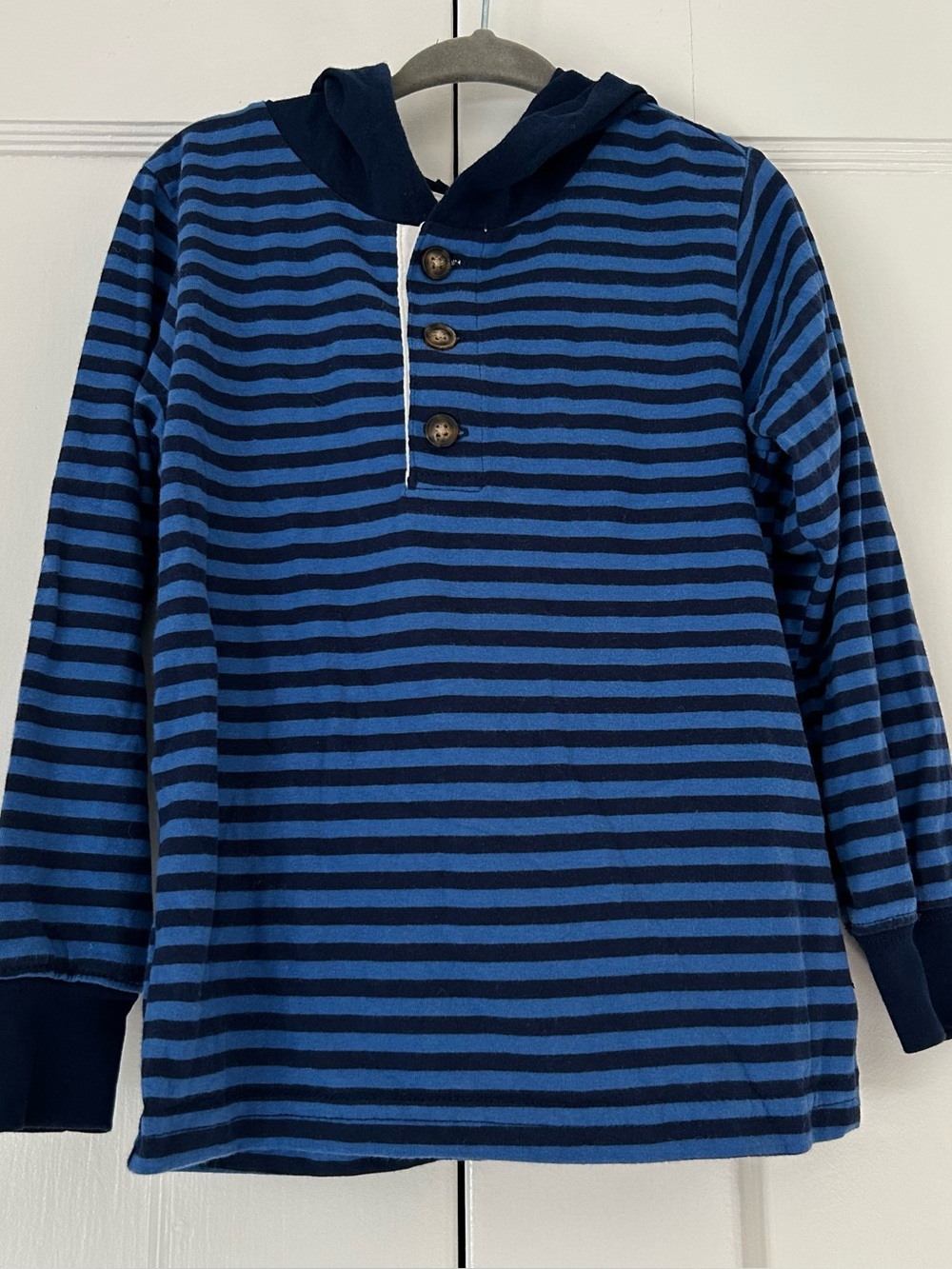 Carter’s Blue Striped Hoodie Long Sleeve Cotton Shirt Toddler Boys Size 4